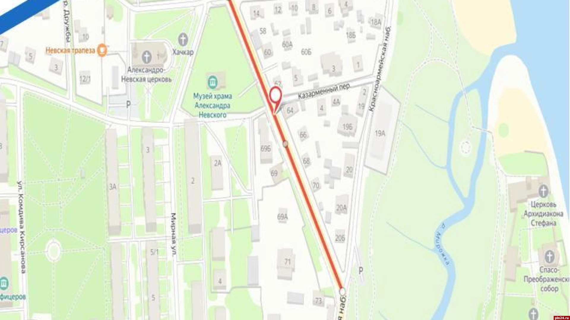 В Пскове на три месяца перекроют одну полосу на улице Максима Горького